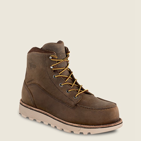 Mens Red Wing Traction Tred Lite - 6-inch Waterproof Toe - Safety Boots Khaki - BIT708536